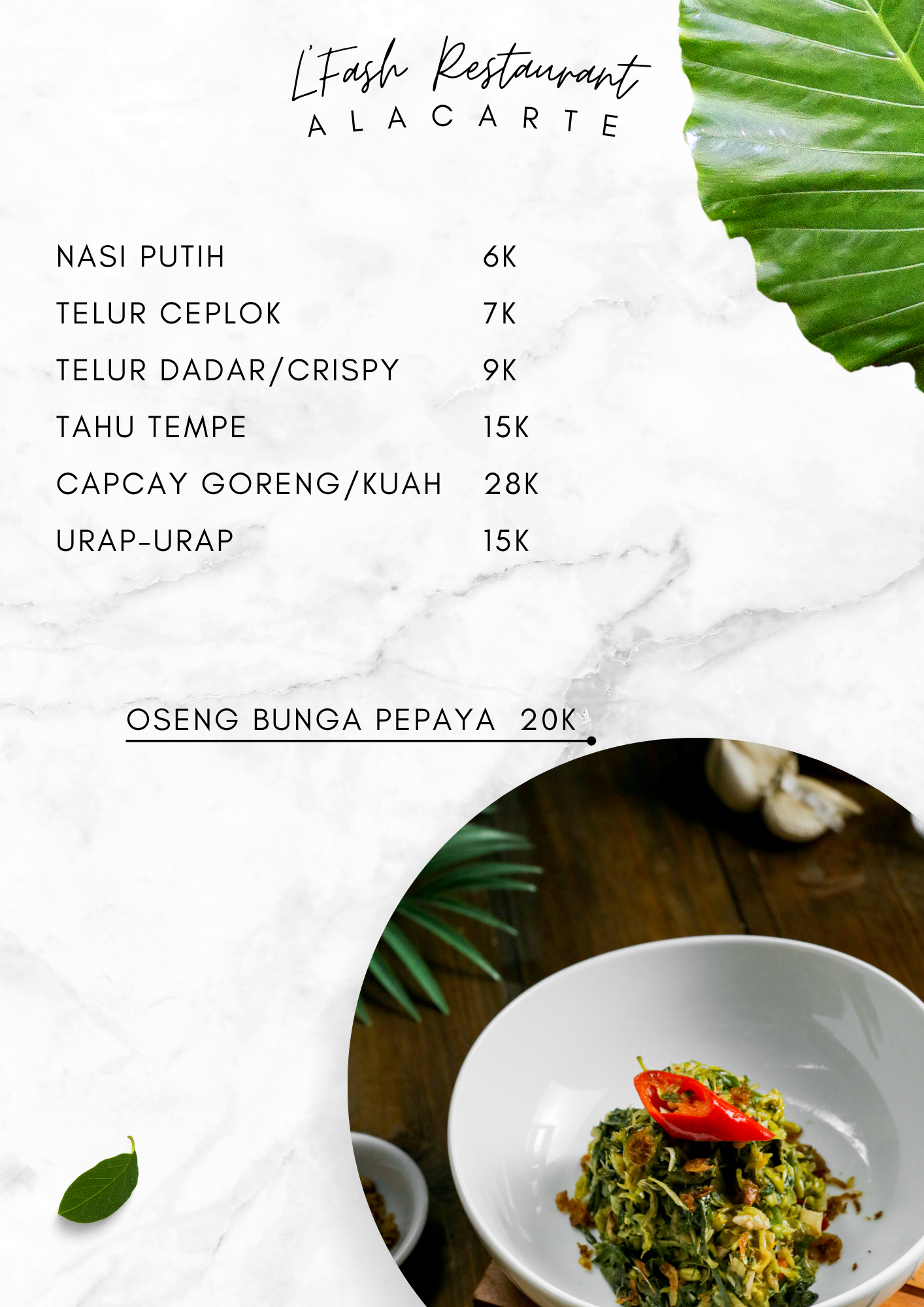 Menu L'Fash Cafe & Eatery